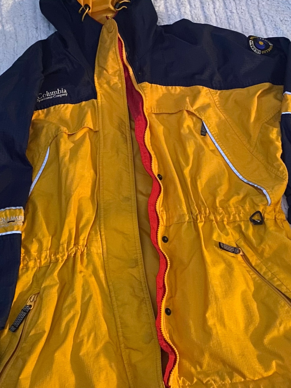Columbia Yellow and Navy Colorblock Men's Raincoat